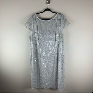 Adrianna Papell Silver Sequin Midi Dress